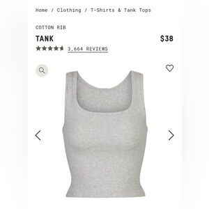 Skims Cotton Rib Tank Light heather grey XS